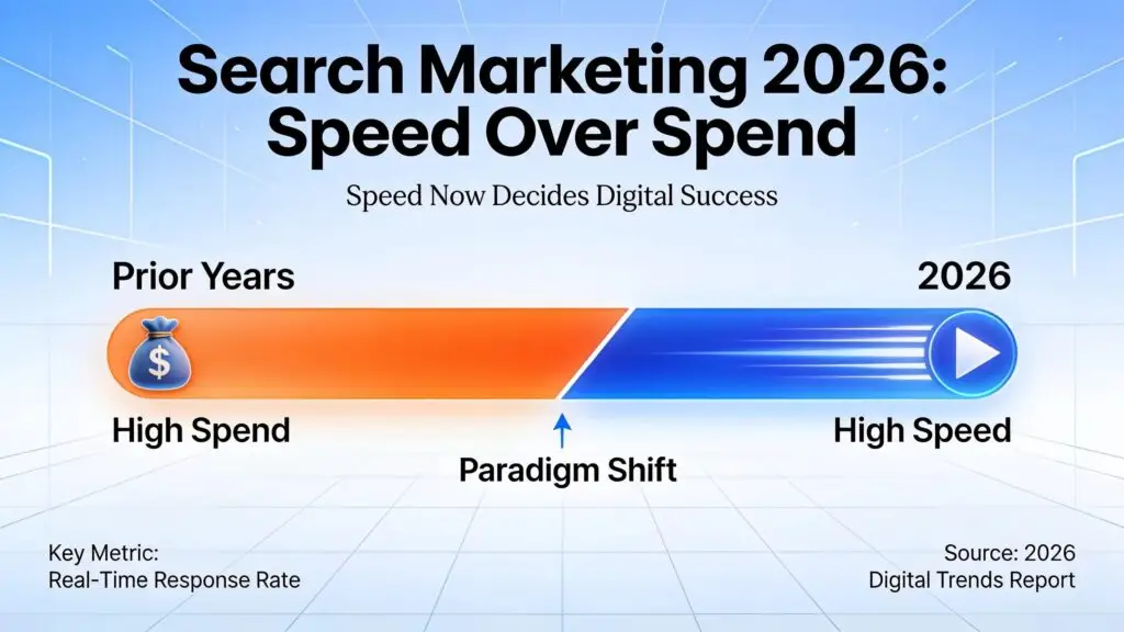 Search marketing in 2026 breaks from prior years because speed, not spend, now decides